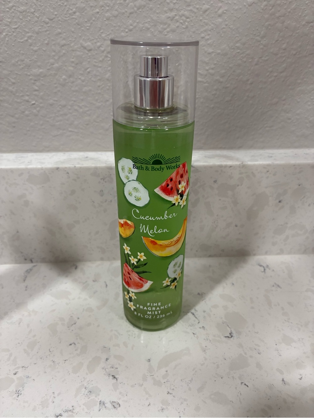 Bath & Body Works Cucumber Melon Body Mist - Green with Red & Yellow Accents
